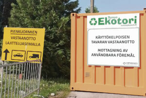 LSJH:n Topinojan jätekeskukseen on avattu uudelleenkäyttöön sopivan tavaran vastaanottopiste. Kuva: Turun Ekotori / Lounais-Suomen Jätehuolto.
