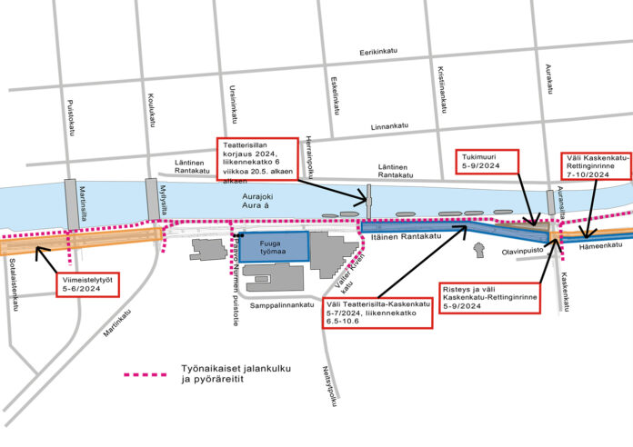 Itäinen rantakatu. Työmaiden yleiskartta. Kuva: Turun kaupunki.