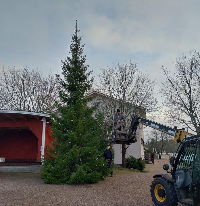 Sauvon tori valmistautuu jouluun. Kuva: Päivi Inkinen.