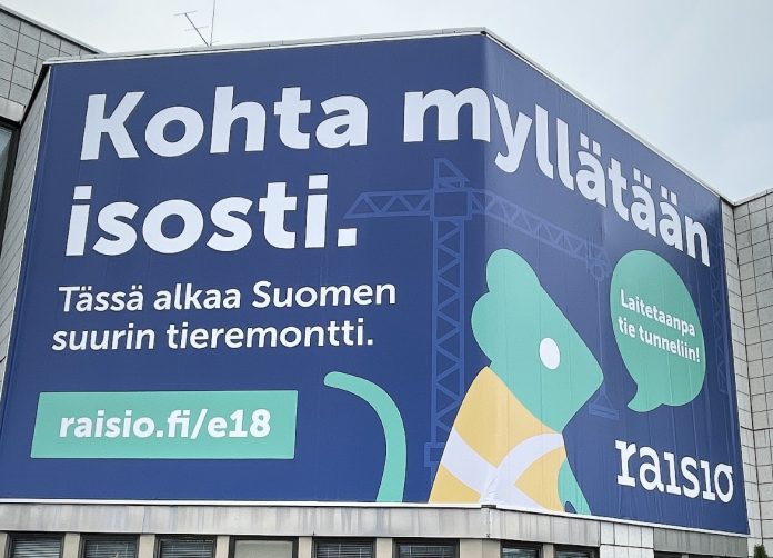E18 – Raision keskustan rakentaminen alkaa. Kuva: Pirje Heinonen.