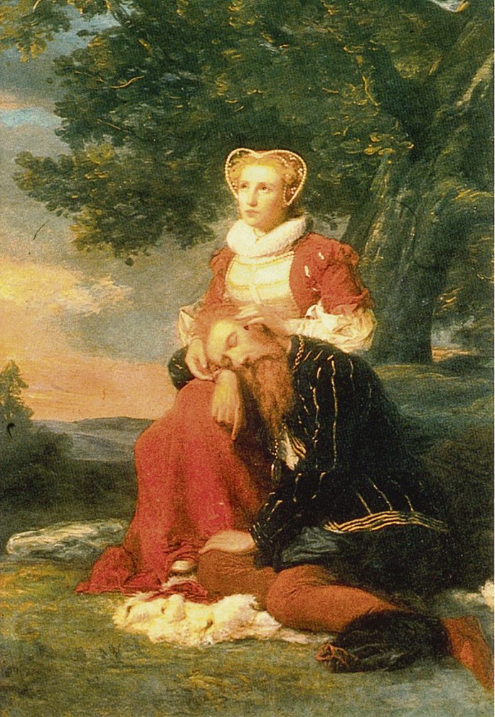 Erik Johan Löfgrenin teos Eerik XIV ja Kaarina Maununtytär, 1864.