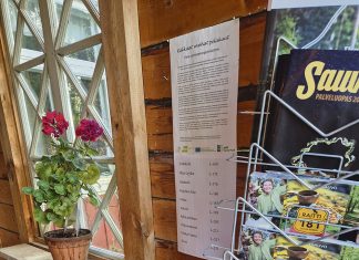 Uusi esite tutustuttaa matkailijan Raitti 181:lle Sauvon Kotiseutumuseon esitepöytä. Kuva: Ida-Maria Tanhua.