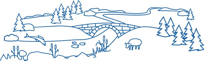 Paimio 700 -juhlavuoden graafinen jokimaisema.