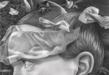 Pauliina Mäkelän AER-näyttely Turun Taidehallissa Pauliina Mäkelä: For Which We Have No Name; 2024; lyijykynä paperille.