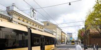 Päätös Turun raitiotiestä tehdään kevään aikana Turun Eerikinkadun havainnekuva: Turun Raitiotieallianssi.