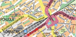 LogoHubin rakennustyö aiheuttaa liikennemuutoksia Ratapihankadulla Turun Ratapihankatu. Kuva: Turun liikennekeskus.