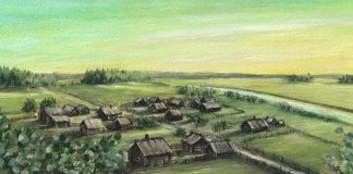 Postitien tarina esillä Raision kaupungintalon Galleriassa Marita Katariina Ojalan Kylä ja joki -teos Suuri Postitie 1753 -näyttelyssä.