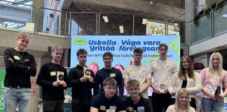 Uskalla Yrittää 2026 -aluekilpailusta eteni finaaliin kuusi harjoitusyritystä Yhteensä kuusi NYT-yritystä lunasti Varsinais-Suomen ja Satakunnan alueelta finaalipaikan huhtikuussa pidettävään loppukilpailuun Helsingissä. Kuva: Nuorten yrittäjyys ja talous NYT.