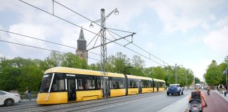 Turkuun rakennetaan raitiotie äänin 36–31 Turun Raitiotie -hanke on kaksivaiheinen. Havainnekuva: Turun Raitiotieallianssi 2025.