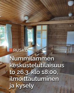 Keskustelutilaisuus Nummilammella. Kuva: Ruskon kunta.