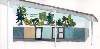 Kultaiset oravat vilistävät Kultanummen päiväkotiin Kultaiset oravat. Havainnekuva: Pive Toivonen.