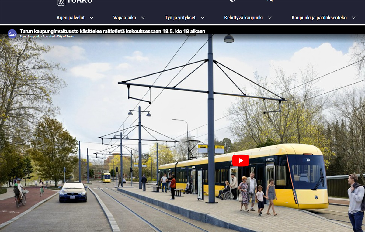 Turun kaupunginvaltuusto ratikkalive. Kuva: Raitiotieallianssi.