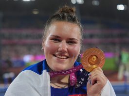 Yleisurheilija Silja Kososta juhlitaan Raisiossa 9. syyskuuta Raision kaupunki ja Kauppakeskus Mylly järjestävät moukarinheiton EM-voittajalle Silja Kososelle kultajuhlat, johon kaikki ovat tervetulleita. Kuva: Suomen Urheiluliitto.
