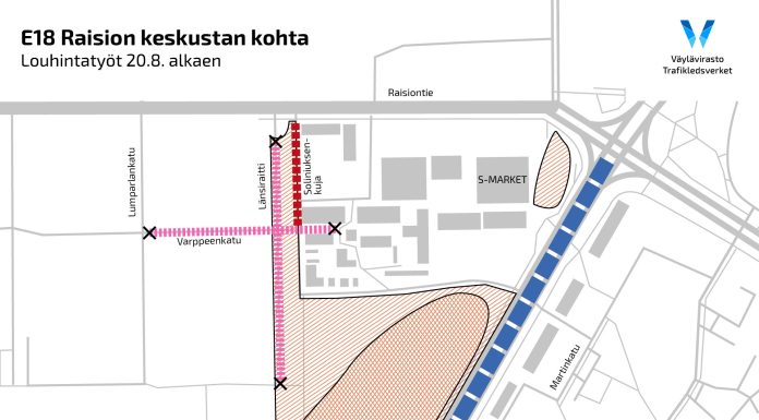 Tiehankkeen louhintatyöt alkavat Raision keskustassa