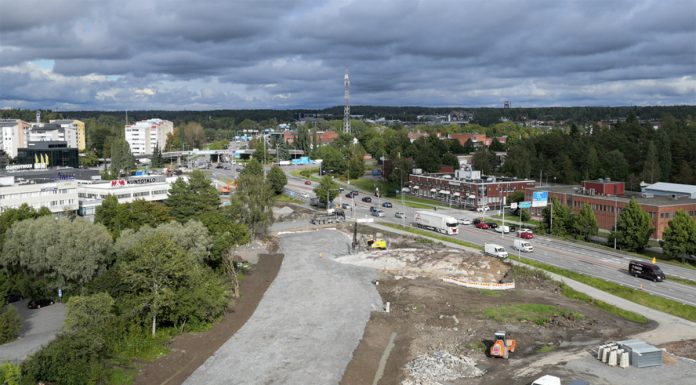 Raision keskustan liikennejärjestelyihin muutoksia E18 Raision keskustan kohta -hanke. Kuva: Väylävirasto.